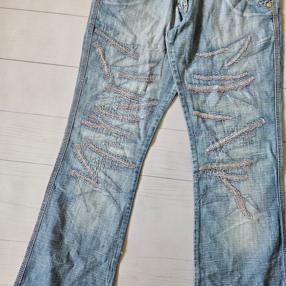Euro Y2k Jeans Low-Rise Flared Fairycore - Size 30 - Picture 2 of 8